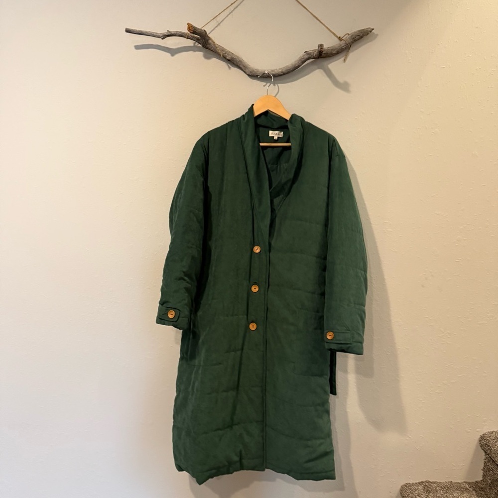 ROOLEE Green Quilted Trench Coat